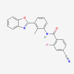 molecular formula C22H14FN3O2 B11454215 N-[3-(1,3-benzoxazol-2-yl)-2-methylphenyl]-4-cyano-2-fluorobenzamide 