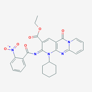 ethyl 7-cyclohexyl-6-(2-nitrobenzoyl)imino-2-oxo-1,7,9-triazatricyclo[8.4.0.03,8]tetradeca-3(8),4,9,11,13-pentaene-5-carboxylate