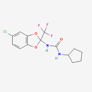 molecular formula C14H14ClF3N2O3 B11454223 1-[5-Chloro-2-(trifluoromethyl)-1,3-benzodioxol-2-yl]-3-cyclopentylurea 