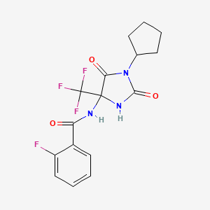 N-[1-cyclopentyl-2,5-dioxo-4-(trifluoromethyl)imidazolidin-4-yl]-2-fluorobenzamide