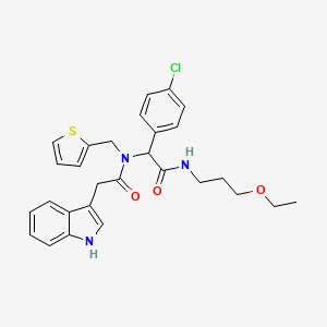 N-{1-(4-chlorophenyl)-2-[(3-ethoxypropyl)amino]-2-oxoethyl}-2-(1H-indol-3-yl)-N-(thiophen-2-ylmethyl)acetamide