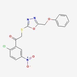 molecular formula C17H12ClN3O5S B11454278 1-(2-Chloro-5-nitrophenyl)-2-{[5-(phenoxymethyl)-1,3,4-oxadiazol-2-yl]sulfanyl}ethanone 