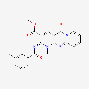 ethyl 6-(3,5-dimethylbenzoyl)imino-7-methyl-2-oxo-1,7,9-triazatricyclo[8.4.0.03,8]tetradeca-3(8),4,9,11,13-pentaene-5-carboxylate