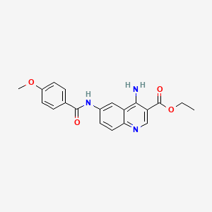 molecular formula C20H19N3O4 B11454294 Ethyl 4-amino-6-(4-methoxybenzamido)quinoline-3-carboxylate 