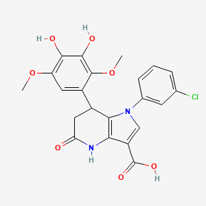 molecular formula C22H19ClN2O7 B11454365 1-(3-chlorophenyl)-7-(3,4-dihydroxy-2,5-dimethoxyphenyl)-5-oxo-4,5,6,7-tetrahydro-1H-pyrrolo[3,2-b]pyridine-3-carboxylic acid 