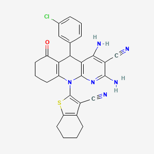 molecular formula C28H23ClN6OS B11454372 2,4-Diamino-5-(3-chlorophenyl)-10-(3-cyano-4,5,6,7-tetrahydro-1-benzothiophen-2-yl)-6-oxo-5,6,7,8,9,10-hexahydrobenzo[b][1,8]naphthyridine-3-carbonitrile 