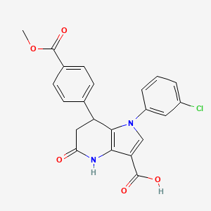 molecular formula C22H17ClN2O5 B11454379 1-(3-chlorophenyl)-7-[4-(methoxycarbonyl)phenyl]-5-oxo-4,5,6,7-tetrahydro-1H-pyrrolo[3,2-b]pyridine-3-carboxylic acid 