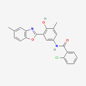 2-chloro-N-[4-hydroxy-3-methyl-5-(5-methyl-1,3-benzoxazol-2-yl)phenyl]benzamide