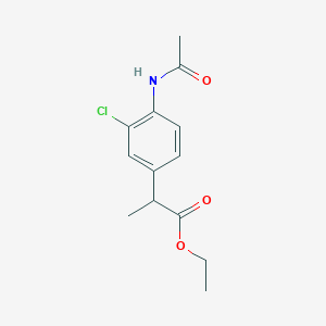molecular formula C₁₃H₁₆ClNO₃ B1145441 Ethyl 2-(4-acetamido-3-chlorophenyl)propanoate CAS No. 26586-50-5