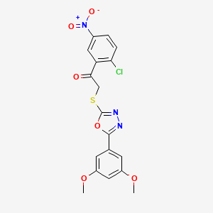 molecular formula C18H14ClN3O6S B11454417 1-(2-Chloro-5-nitrophenyl)-2-{[5-(3,5-dimethoxyphenyl)-1,3,4-oxadiazol-2-yl]sulfanyl}ethanone 