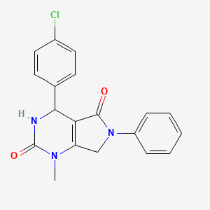 molecular formula C19H16ClN3O2 B11454429 4-(4-chlorophenyl)-1-methyl-6-phenyl-3,4,6,7-tetrahydro-1H-pyrrolo[3,4-d]pyrimidine-2,5-dione 