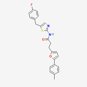 molecular formula C24H21FN2O2S B11454437 N-[5-(4-fluorobenzyl)-1,3-thiazol-2-yl]-3-[5-(4-methylphenyl)furan-2-yl]propanamide 