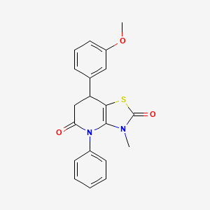 molecular formula C20H18N2O3S B11454444 7-(3-methoxyphenyl)-3-methyl-4-phenyl-6,7-dihydro[1,3]thiazolo[4,5-b]pyridine-2,5(3H,4H)-dione 