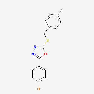 molecular formula C16H13BrN2OS B11454454 2-(4-Bromophenyl)-5-[(4-methylbenzyl)sulfanyl]-1,3,4-oxadiazole 