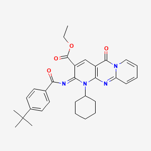 ethyl 6-(4-tert-butylbenzoyl)imino-7-cyclohexyl-2-oxo-1,7,9-triazatricyclo[8.4.0.03,8]tetradeca-3(8),4,9,11,13-pentaene-5-carboxylate