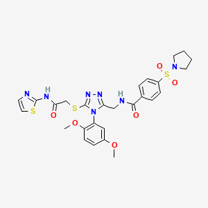 N-{[4-(2,5-Dimethoxyphenyl)-5-({[(1,3-thiazol-2-YL)carbamoyl]methyl}sulfanyl)-4H-1,2,4-triazol-3-YL]methyl}-4-(pyrrolidine-1-sulfonyl)benzamide