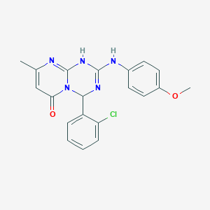 molecular formula C20H18ClN5O2 B11454492 4-(2-chlorophenyl)-2-[(4-methoxyphenyl)amino]-8-methyl-1,4-dihydro-6H-pyrimido[1,2-a][1,3,5]triazin-6-one 