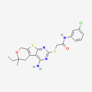 molecular formula C20H21ClN4O2S2 B11454521 2-[(3-amino-12-ethyl-12-methyl-11-oxa-8-thia-4,6-diazatricyclo[7.4.0.02,7]trideca-1(9),2,4,6-tetraen-5-yl)sulfanyl]-N-(3-chlorophenyl)acetamide 