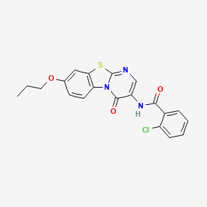 2-chloro-N-(4-oxo-8-propoxy-4H-pyrimido[2,1-b][1,3]benzothiazol-3-yl)benzamide