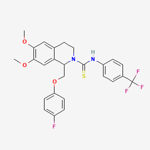 molecular formula C26H24F4N2O3S B11454529 1-((4-fluorophenoxy)methyl)-6,7-dimethoxy-N-(4-(trifluoromethyl)phenyl)-3,4-dihydroisoquinoline-2(1H)-carbothioamide 