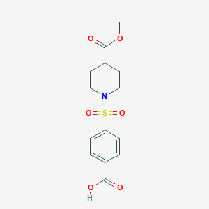 molecular formula C14H17NO6S B11454537 4-{[4-(Methoxycarbonyl)piperidin-1-yl]sulfonyl}benzoic acid 