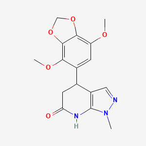 molecular formula C16H17N3O5 B11454547 4-(4,7-Dimethoxy-2H-1,3-benzodioxol-5-yl)-1-methyl-4H,5H,7H-pyrazolo[3,4-b]pyridin-6-one 