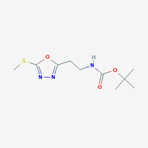 molecular formula C10H17N3O3S B11454552 tert-butyl N-[2-(5-methylsulfanyl-1,3,4-oxadiazol-2-yl)ethyl]carbamate CAS No. 843623-19-8