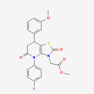 molecular formula C22H19FN2O5S B11454564 methyl [4-(4-fluorophenyl)-7-(3-methoxyphenyl)-2,5-dioxo-4,5,6,7-tetrahydro[1,3]thiazolo[4,5-b]pyridin-3(2H)-yl]acetate 