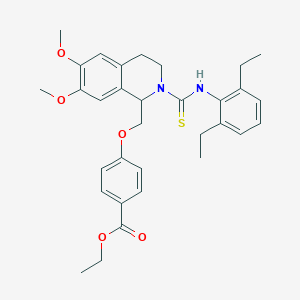 molecular formula C32H38N2O5S B11454602 Ethyl 4-({2-[(2,6-diethylphenyl)carbamothioyl]-6,7-dimethoxy-1,2,3,4-tetrahydroisoquinolin-1-YL}methoxy)benzoate 