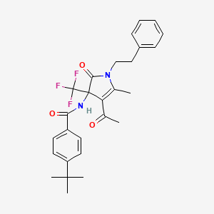 N-[4-acetyl-5-methyl-2-oxo-1-(2-phenylethyl)-3-(trifluoromethyl)-2,3-dihydro-1H-pyrrol-3-yl]-4-tert-butylbenzamide