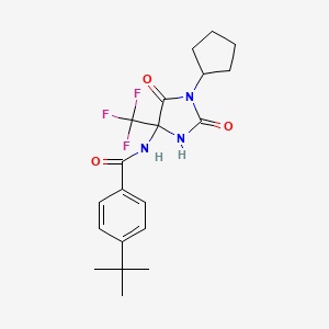 molecular formula C20H24F3N3O3 B11454637 4-tert-butyl-N-[1-cyclopentyl-2,5-dioxo-4-(trifluoromethyl)imidazolidin-4-yl]benzamide 