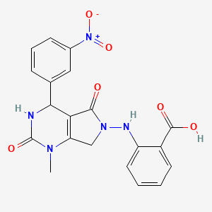 molecular formula C20H17N5O6 B11454662 2-{[1-methyl-4-(3-nitrophenyl)-2,5-dioxo-1,2,3,4,5,7-hexahydro-6H-pyrrolo[3,4-d]pyrimidin-6-yl]amino}benzoic acid 