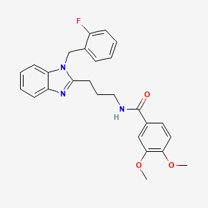 molecular formula C26H26FN3O3 B11454668 N-{3-[1-(2-fluorobenzyl)-1H-benzimidazol-2-yl]propyl}-3,4-dimethoxybenzamide 