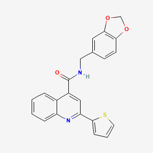 N-(1,3-benzodioxol-5-ylmethyl)-2-(thiophen-2-yl)quinoline-4-carboxamide