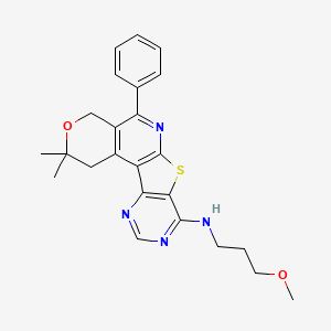 N-(3-methoxypropyl)-4,4-dimethyl-8-phenyl-5-oxa-11-thia-9,14,16-triazatetracyclo[8.7.0.02,7.012,17]heptadeca-1(10),2(7),8,12(17),13,15-hexaen-13-amine