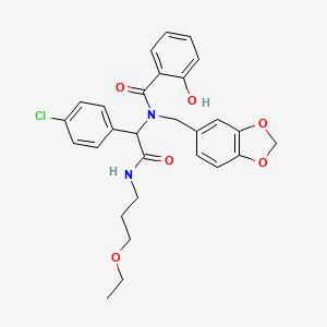 N-(1,3-benzodioxol-5-ylmethyl)-N-{1-(4-chlorophenyl)-2-[(3-ethoxypropyl)amino]-2-oxoethyl}-2-hydroxybenzamide