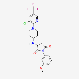 molecular formula C22H22ClF3N4O3 B11454710 3-({1-[3-Chloro-5-(trifluoromethyl)pyridin-2-yl]piperidin-4-yl}amino)-1-(3-methoxyphenyl)pyrrolidine-2,5-dione 