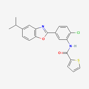 N-{2-chloro-5-[5-(propan-2-yl)-1,3-benzoxazol-2-yl]phenyl}thiophene-2-carboxamide