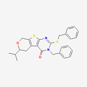 4-benzyl-5-benzylsulfanyl-12-propan-2-yl-11-oxa-8-thia-4,6-diazatricyclo[7.4.0.02,7]trideca-1(9),2(7),5-trien-3-one