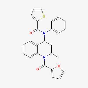 molecular formula C26H22N2O3S B11454747 N-[1-(furan-2-ylcarbonyl)-2-methyl-1,2,3,4-tetrahydroquinolin-4-yl]-N-phenylthiophene-2-carboxamide 