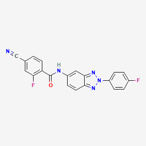 molecular formula C20H11F2N5O B11454769 4-cyano-2-fluoro-N-[2-(4-fluorophenyl)-2H-benzotriazol-5-yl]benzamide 