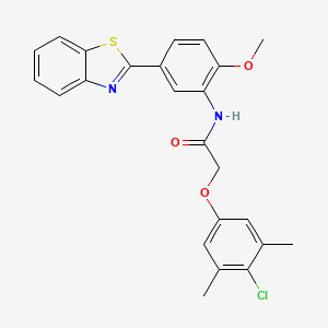 molecular formula C24H21ClN2O3S B11454777 N-[5-(1,3-benzothiazol-2-yl)-2-methoxyphenyl]-2-(4-chloro-3,5-dimethylphenoxy)acetamide 