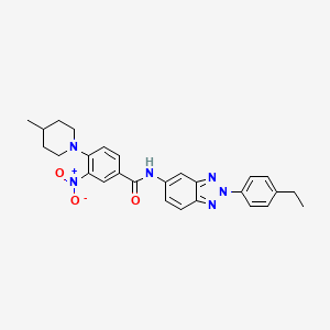 molecular formula C27H28N6O3 B11454779 N-[2-(4-ethylphenyl)-2H-benzotriazol-5-yl]-4-(4-methylpiperidin-1-yl)-3-nitrobenzamide 