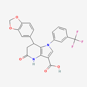 7-(1,3-benzodioxol-5-yl)-5-oxo-1-[3-(trifluoromethyl)phenyl]-4,5,6,7-tetrahydro-1H-pyrrolo[3,2-b]pyridine-3-carboxylic acid