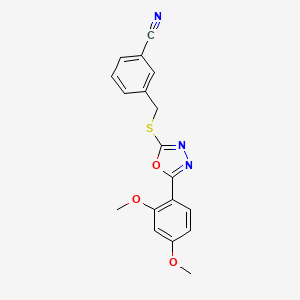 molecular formula C18H15N3O3S B11454795 3-({[5-(2,4-Dimethoxyphenyl)-1,3,4-oxadiazol-2-yl]sulfanyl}methyl)benzonitrile 