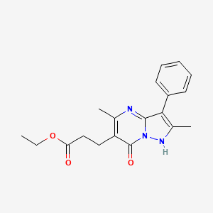 molecular formula C19H21N3O3 B11454801 Ethyl 3-(2,5-dimethyl-7-oxo-3-phenyl-4,7-dihydropyrazolo[1,5-a]pyrimidin-6-yl)propanoate 