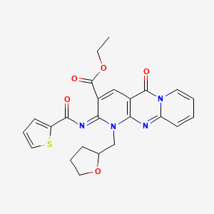 molecular formula C24H22N4O5S B11454826 ethyl 2-oxo-7-(oxolan-2-ylmethyl)-6-(thiophene-2-carbonylimino)-1,7,9-triazatricyclo[8.4.0.03,8]tetradeca-3(8),4,9,11,13-pentaene-5-carboxylate 