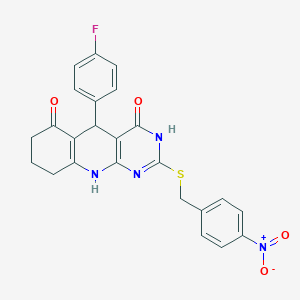 5-(4-fluorophenyl)-2-((4-nitrobenzyl)thio)-7,8,9,10-tetrahydropyrimido[4,5-b]quinoline-4,6(3H,5H)-dione