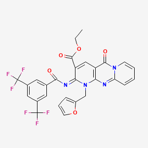 ethyl 6-[3,5-bis(trifluoromethyl)benzoyl]imino-7-(furan-2-ylmethyl)-2-oxo-1,7,9-triazatricyclo[8.4.0.03,8]tetradeca-3(8),4,9,11,13-pentaene-5-carboxylate