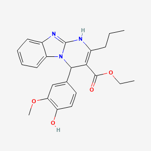 molecular formula C23H25N3O4 B11454870 Ethyl 4-(4-hydroxy-3-methoxyphenyl)-2-propyl-1,4-dihydropyrimido[1,2-a]benzimidazole-3-carboxylate 